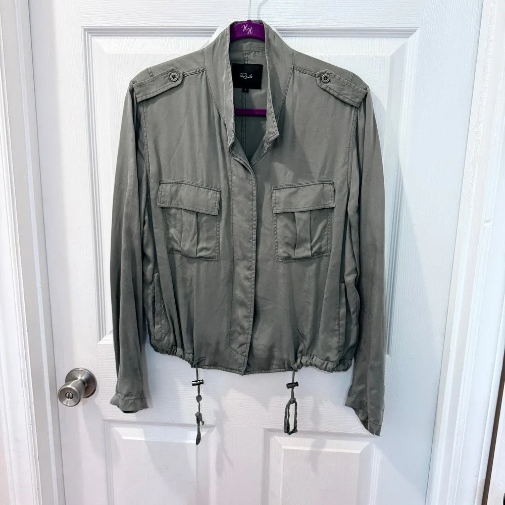 Rails Rowen Jacket Women Small Sage Green Collins Lightweight Utility Drawstring